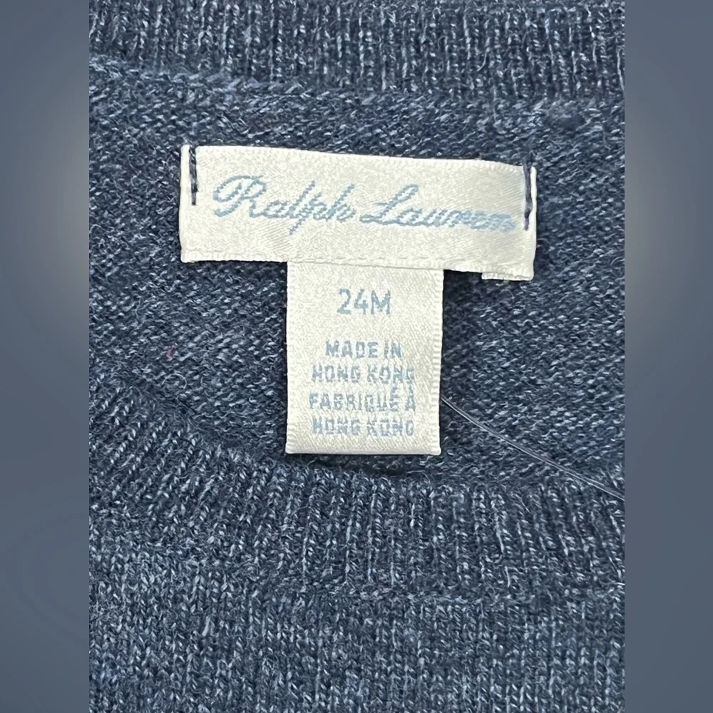 RALPH LAUREN INFANT Sweater Blue Knit HEART Wool 2 Button Size 24M - Picture 6 of 12